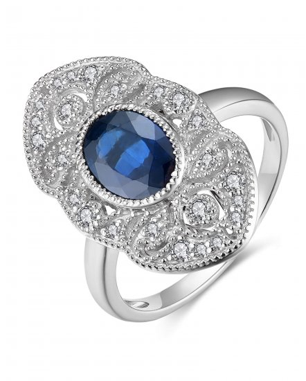 OVAL SAPPHIRE DIAMOND RING (TR4261)